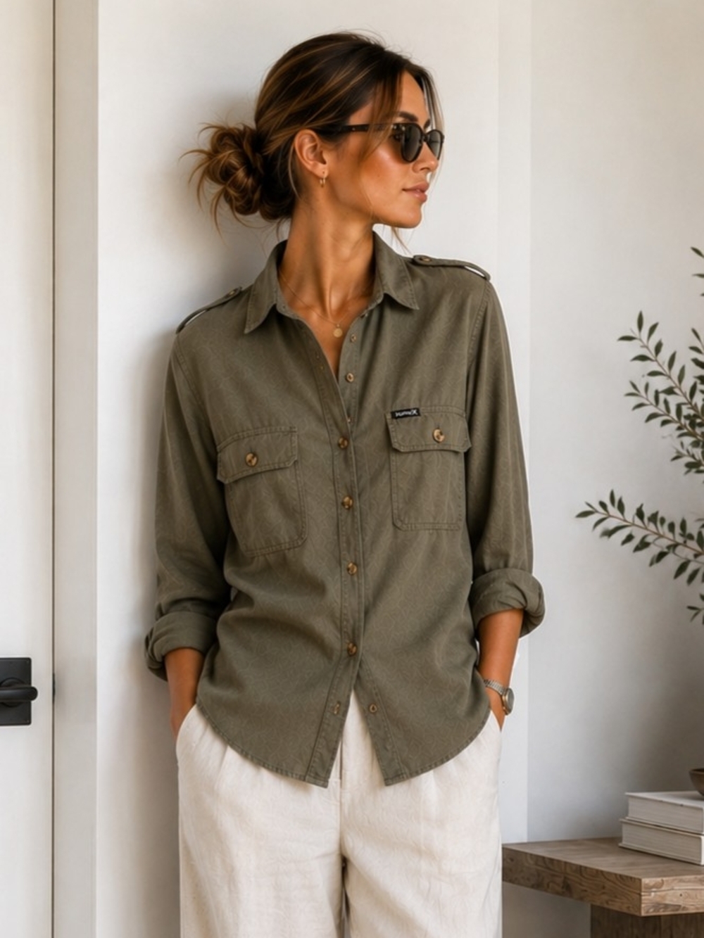 Hurley Lightweight Cotton Utility Shirt | Safari Style | Size M